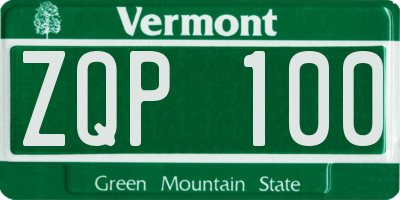 VT license plate ZQP100