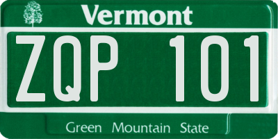 VT license plate ZQP101