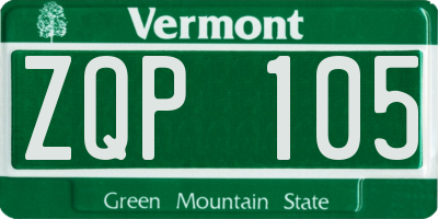 VT license plate ZQP105