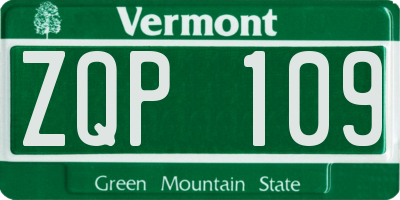 VT license plate ZQP109