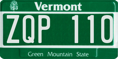 VT license plate ZQP110