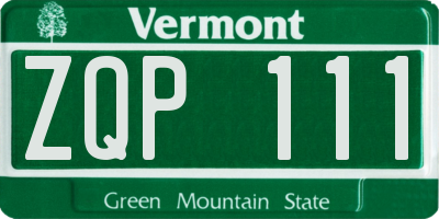 VT license plate ZQP111