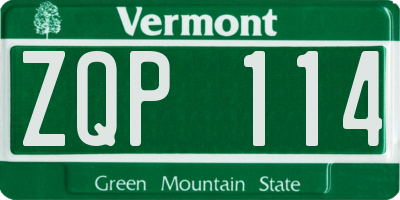 VT license plate ZQP114