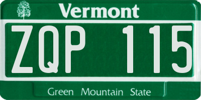 VT license plate ZQP115