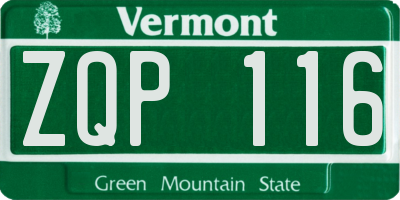 VT license plate ZQP116