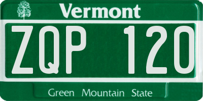 VT license plate ZQP120