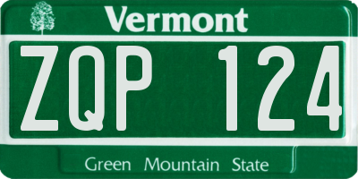 VT license plate ZQP124