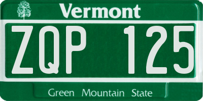 VT license plate ZQP125