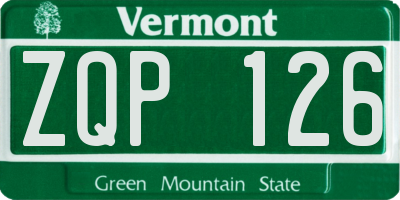 VT license plate ZQP126