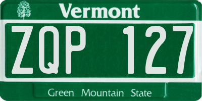 VT license plate ZQP127