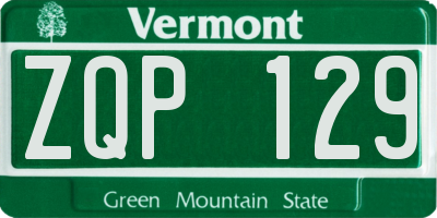 VT license plate ZQP129