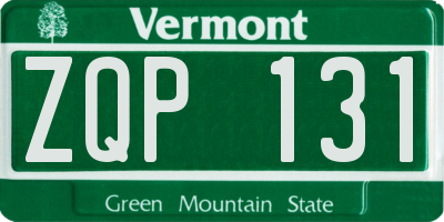 VT license plate ZQP131