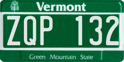 VT license plate ZQP132