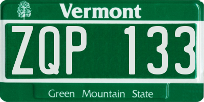 VT license plate ZQP133