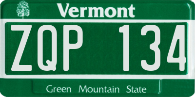 VT license plate ZQP134