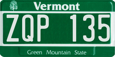 VT license plate ZQP135