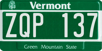 VT license plate ZQP137