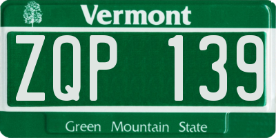VT license plate ZQP139