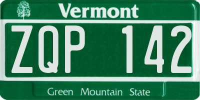 VT license plate ZQP142