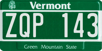 VT license plate ZQP143