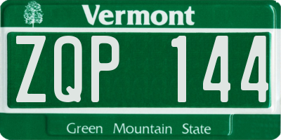 VT license plate ZQP144