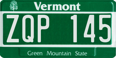 VT license plate ZQP145