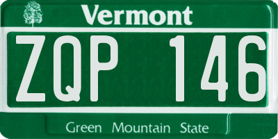 VT license plate ZQP146