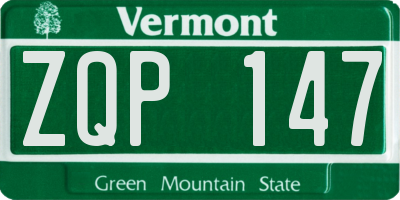 VT license plate ZQP147