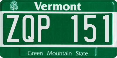 VT license plate ZQP151