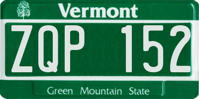 VT license plate ZQP152
