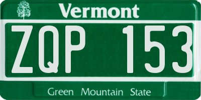 VT license plate ZQP153