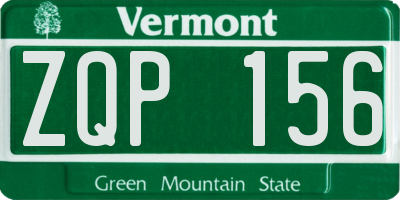 VT license plate ZQP156