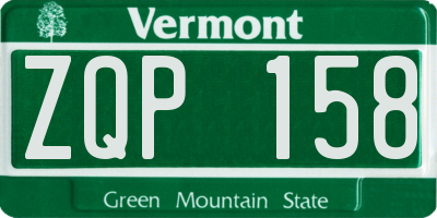VT license plate ZQP158