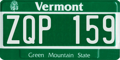 VT license plate ZQP159