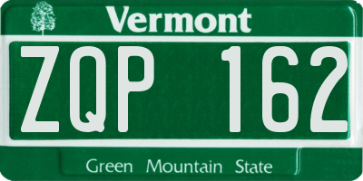 VT license plate ZQP162