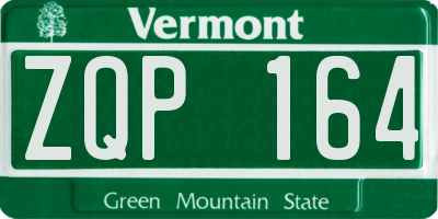 VT license plate ZQP164