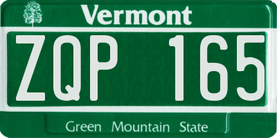 VT license plate ZQP165