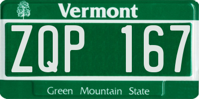 VT license plate ZQP167