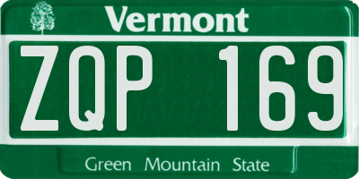 VT license plate ZQP169
