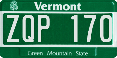 VT license plate ZQP170