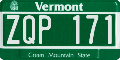 VT license plate ZQP171