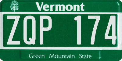 VT license plate ZQP174