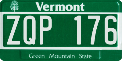 VT license plate ZQP176