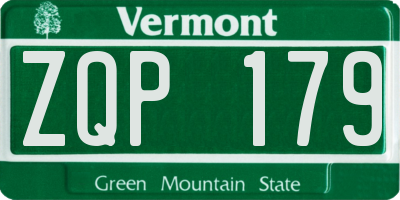 VT license plate ZQP179