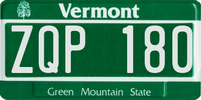 VT license plate ZQP180