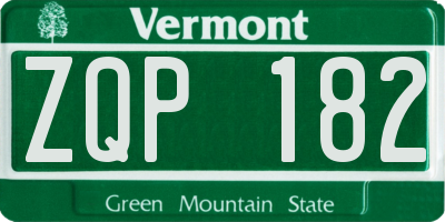 VT license plate ZQP182