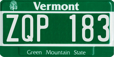 VT license plate ZQP183