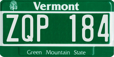 VT license plate ZQP184