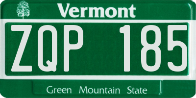 VT license plate ZQP185