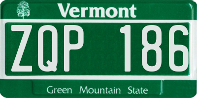 VT license plate ZQP186